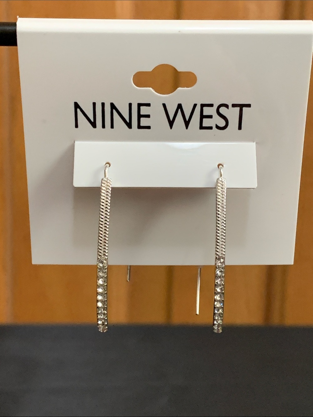 NWT Nine West silver tone clear stone earrings
